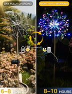 suddus Solar Garden Lights Outdoor Waterproof Decorative, 4Pack 150LED Firework Lights 8 Modes, Multicolor Solar Fairy Light for Yard, Patio, Pathway, Flowerbed Party Wedding Decor