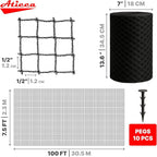 Heavy Duty Bird Netting for Garden Protection & Fruit Trees, 7.5x100 Ft with 10 Stakes – Black Anti-Bird Net for Poultry, Deer, & Squirrel Protection, Durable Nylon Mesh for Garden and Yard Use