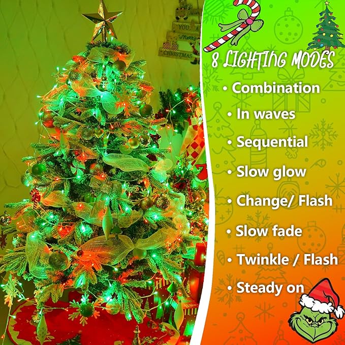 String Lights, 500 LEDs in Red and Green, 165 ft Waterproof Outdoor