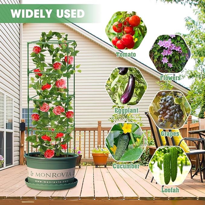 MQUPIN Tomato Cages,3 Packs Square Tomato Cage for Garden Plant Support,41 * 15 * 15in Heavy Duty Steel Plant Tower Stakes Trellis for Climbing Vegetables Flowers Fruits