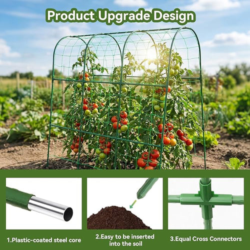 2 Pack Cucumber Trellis for Raised Bed, U-Shape Garden Trellis for Climbing Plants Outdoor, Metal Arch Trellis for Vegetables, Plant Support for Tomato, Bean, Pea