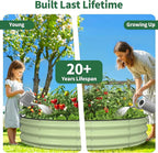 Kesfitt Round Raised Garden Bed, 4x4x1 FT Galvanized Steel Metal Garden Bed, Open-Bottom Design, 12-Inch Deep Outdoor Raised Garden Bed for Vegetables & Herbs, Fruit Green
