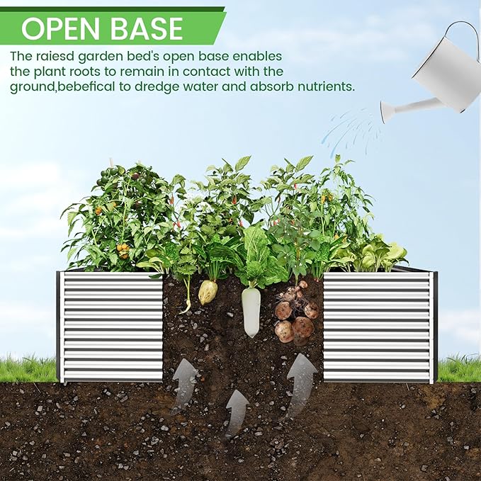 FRIZIONE 3pcs Tall 4x2ft Galvanized Raised Garden Bed Outdoor,Steel Garden Bed for Vegetables,Above Ground Garden Box for Flower,Metal Raised Beds for Gardening