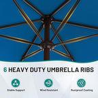 AreShark 7.5FT Patio Umbrella Table Market Umbrella with 6 Sturdy Ribs, Button Tilt/Crank Heavy-Duty Round Outdoor Umbrellas for Garden, Deck, Backyard,and Pool, Royal Blue