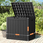 Sweetcrispy Deck Box with 31 Gallon Capacity, Weatherproof Resin Lockable Outdoor Storage for Secure Package Deliveries and Indoor Storage in Garden or Patio, Backyard, Modern Black