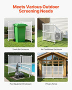 VEVOR 2 Panels Outdoor Privacy Screen, 36 x 45 in Air Conditioner Fence with 19.7 in Ground Stakes, Pool Equipment Enclosure, Strip Vinyl Privacy Fence, Ideal for Trash Can and A/C Units, White