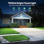 70W 7000LM LED Flood Lights Outdoor 2 Packs, Switch Controlled Security Lights with 4 Heads, Adjustable Heads, 6500K Daylight IP65 Waterproof Outside Wall Light for Backyard, Yard, Garage, Patio