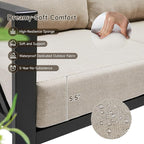 Patio Furniture Set, 6-piece Metal Sectional Furniture Sofa with Coffee Table, L Shaped Outdoor Couch with Olefin Cushion, Highback Frame, Outdoor Patio Conversation Sets for Balcony Backyard, Beige