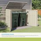 Suncast 34 Cu Ft Horizontal Resin Plastic Storage Shed - Outdoor Storage Shed with Floor Included, Lockable, Weatherproof, Fits Small to Medium Trash Cans, Generators, & Garden Tools, Vanilla Stoney