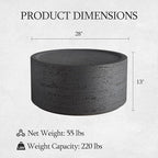 UPHA Outdoor Round Coffee Table, Small Modern Minimalist Accent Tables, Low Light Concrete Center Table for Living Room, Outside Patio, Deck, 28×28×13, Dark Grey