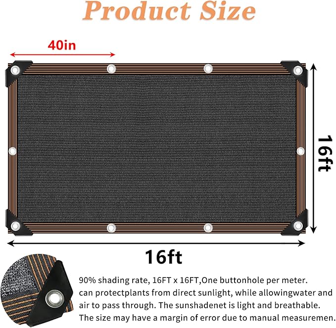 Shade Cloth 90% Sunblock Net for Garden Patio,Shade Sails -for Plants Greenhouse Outdoor Pergola Lawn Sun Protection Screens for Kennel Chicken Coop Easier to Hang Net Cover