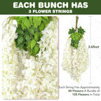 Artificial Flowers Wisteria Vine, 75 Pack, White Silk