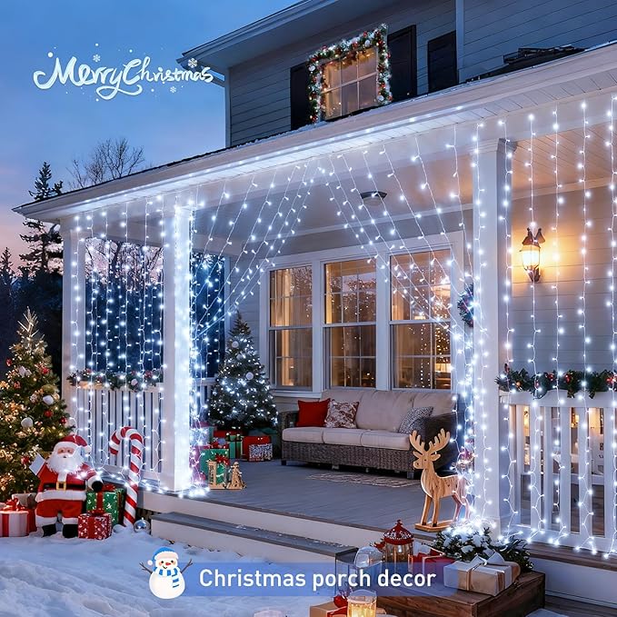 Curtain String Lights 900 LED Cool White Outdoor Waterproof 9.5 x 29.5 ft