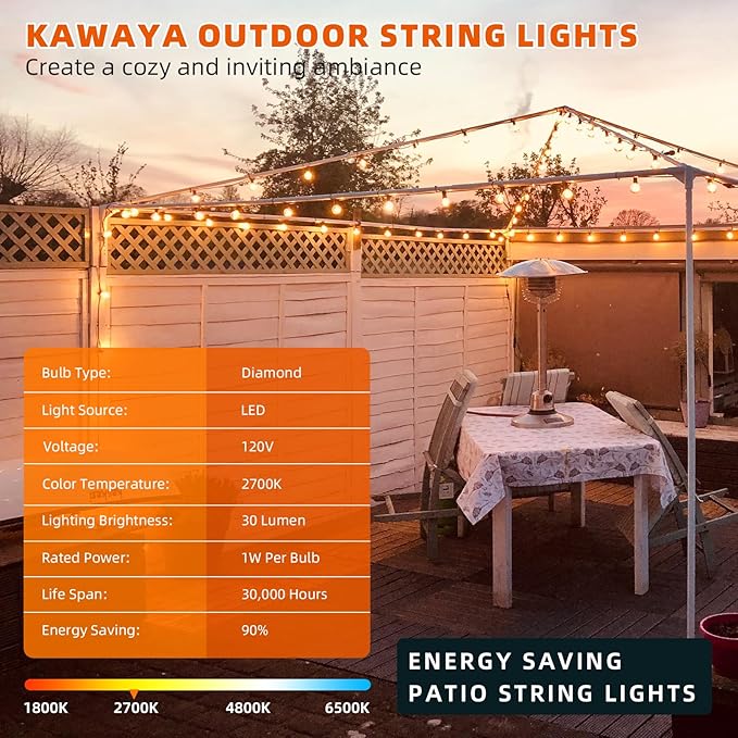 String Lights 200 FT G40 Warm White LED with IP65 Waterproof Rating