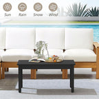 LUE BONA Outdoor Coffee Table Rectangle, 42.5" HDPS Patio Coffee Tables for Outside, All Weather Patio Coffee Table with Slatted Tabletop for Deck, Garden, Balcony, Indoor or Outdoor Use, Black