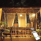 Indoor String Lights, 600 LED Warm White Curtain with Remote