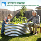 Quictent Raised Garden Bed Kit Oval Galvanized Metal Planter Box Tall for Vegetables Outdoor Backyard, Strengthened by Crossbar, Silver 6x3x2 ft