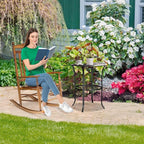 VINGLI Wooden Rocking Chair, Outdoor Chair with 450 lbs Support, Relaxing Rocker with Solid Wood High Back Seat Reclining Seat for Deck, Garden, Backyard, Porch, Indoor or Outdoor Use (Teak, 1PC)