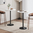 Flamaker Round Bistro Pub Table Modern Style Metal Base MDF Top Cocktail Bar Table Counter Bar Height for Pub, Dining Room, Party (1, White-Black)