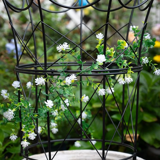 Trellis Obelisk Plant Support, Black Iron, 18.5 x 22.9 Inch