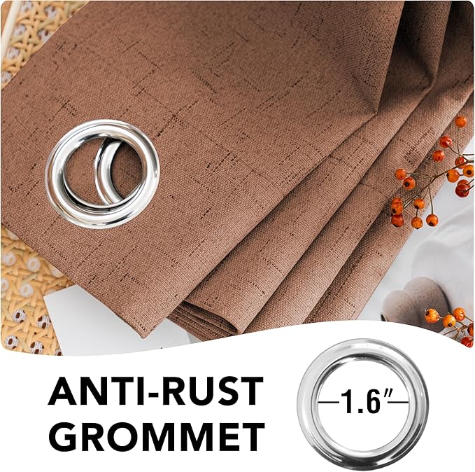 H.VERSAILTEX White Linen Blackout Curtains Durable Thick Textured Linen Look 100% Blackout Patio Door Curtain Anti Rust Grommet Extra Wide Sliding Door Curtain Panel, W100 x L108 inch, Washed Spice