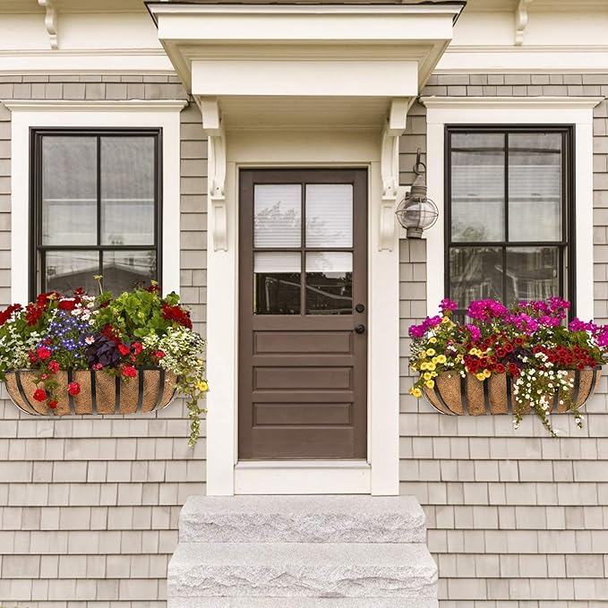 Railing Planter Window Box Deck Balcony Rail Planter 24 Inch for Porch Fence Patio Outdoor 4 Pack