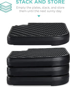 Best Choice Products 4-Piece 174lb Capacity Faux Wicker Cantilever Offset Patio Umbrella Stand Heavy-Duty Square Plate Set w/Easy-Fill Spouts for Water or Sand