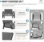 Patio Dining Chairs Set of 4, Stackable Dining Chairs High Back, Breathable Seat Fabric and Alloy Steel Frame Fit Backyard, Porch, Lawn，Poolside (Dark Grey)