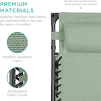 Best Choice Products Folding Zero Gravity Outdoor Recliner Patio Lounge Chair w/Adjustable Canopy Shade, Headrest, Side Accessory Tray, Textilene Mesh - Sage Green
