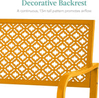 Best Choice Products Outdoor Bench 2-Person Metal Steel Benches Furniture for Garden, Patio, Porch, Entryway w/Geometric Backrest, 790lb Capacity - Marigold