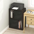 Furinno Viola Storage Shelf, 4-Tier Storage Rack with Bins, Book Shelf, Bookshelf, Display Rack with Drawer Bins, Extra Thick Frame, for Organization, Living Room, Home Office, Black Dark Oak