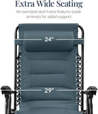 Best Choice Products Oversized Padded Zero Gravity Chair, Folding Outdoor Patio Recliner, XL Anti Gravity Lounger for Backyard w/Headrest, Cup Holder, Side Tray, Polyester Mesh - Slate Blue