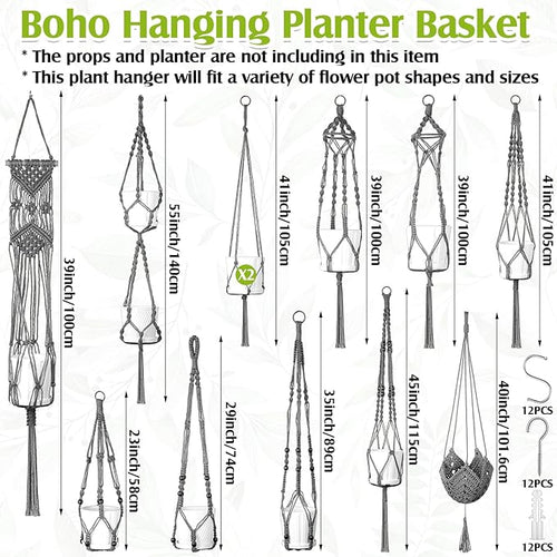12 Pcs Macrame Plant Hangers Macrame Hanging Planters