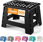 Utopia Home Folding Step Stool with Handle – 9 Inch Anti Slip Collapsible Stool – Holds Up to 300 lbs – Sturdy Plastic Step Stool Foldable for Kitchen, Bathroom and Home Use (1-Pack, Black)