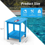 LUE BONA Adirondack Outdoor Side Table, 2-Tier Blue HDPS Patio End Table Weather Resistant, Morden Side Table for Patio, Pool, Porch