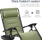 Best Choice Products Oversized Padded Zero Gravity Chair, Folding Outdoor Patio Recliner, XL Anti Gravity Lounger for Backyard w/Headrest, Cup Holder, Side Tray, Polyester Mesh - Sage Green