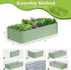 8x2x2FT Galvanized Raised Garden Bed,Galvanized Planter Boxes Outdoor, Large Metal Raised Garden Beds for Vegetables-Green