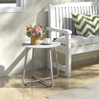 HollyHOME Round Metal Side Table, Rust-Resistant Patio Small Plant Stand, Outdoor 17.32'' Portable End Table for Balconies, Gardens, Living Rooms and Bedrooms, Grey