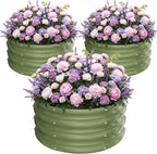 ZXZYHFTY Round Galvanized Raised Garden Bed kit,Green Outdoor Garden Raised Planter Box, Round Large Metal Raised Garden Beds for Vegetable 2 * 2 * 1ft 3 Pcs
