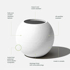 Veradek Strata Series Sphere Round Planter for Patio & Backyard | Durable Plastic-Stone Material | Modern Décor for Tall Trees and Plants
