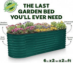 Plant & Plot Galvanized Raised Garden Beds Outdoor // 6×2×2 ft Planter Raised Beds for Gardening, Vegetables, Flowers // Large Metal Garden Box (Dark Green) // Patented Tool-Free Design