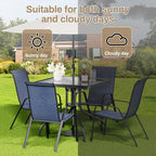 TLSUNNY Patio Dining Set 5 Pieces, All Weather Outdoor Furniture W/30"X 30" Table and 4 Stackable Textilene Chairs, Metal Table and Chairs for Lawn, Garden, Poolside, Backyard (Umbrella not Included)