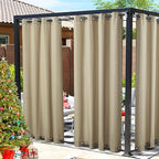 NICETOWN Canvas Outdoor Curtains for Patio Waterproof, Thermal Insulated Top and Bottom Grommet Durable Privacy Outdoor Vertical Drapes for Yard Party/Pergola, W55 x L95 Inch, 2 Panels, Taupe