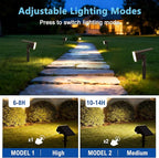 Solar Lights Outdoor Waterproof IP65, Super Bright LED with Lens, 3000K 2 Lighting Modes, Solar Powered Yard Garden Solar Spot Lights for Outside Landscape Auto On/Off -6 Pack