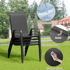 TLSUNNY Patio Dining Set 5 Pieces, All Weather Outdoor Furniture W/30"X 30" Table and 4 Stackable Textilene Chairs, Metal Table and Chairs for Lawn, Garden, Poolside, Backyard (Umbrella not Included)
