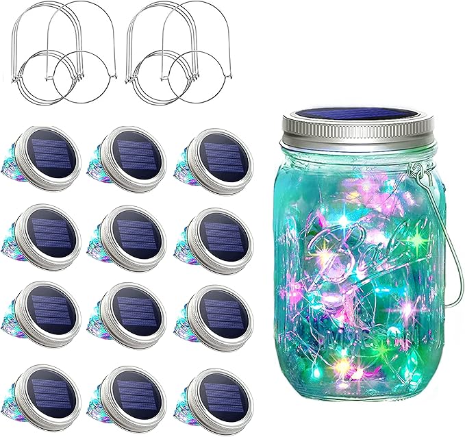 String Lights for Mason Jars, 12 Pack, 30 LED Solar Lid Lights