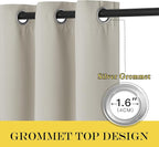 NICETOWN Extra Wide Blackout Sliding Door Curtains 108 inch Length - Grommet Insulated Curtain Light & Sound Blocking Drape for French Door/Patio Door (Natural, W100 x L108, 1 Panel)