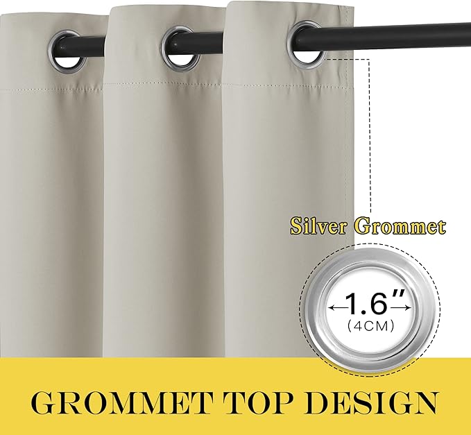 NICETOWN Blackout Curtain for Patio Sliding Door - Grommet Extra Wide Sliding Door Curtains Room Darkening Weighted Drape for Living Room/Patio (Natural, W100 x L84, 1 Panel)