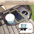 3 Seat Outdoor Porch Patio Swing with Stand 800lbs 2-in-1 Convertible Swing Bed with Adjustable Canopy & Removable Cushion for Yard Garden Deck (Khaki, Round Tube)