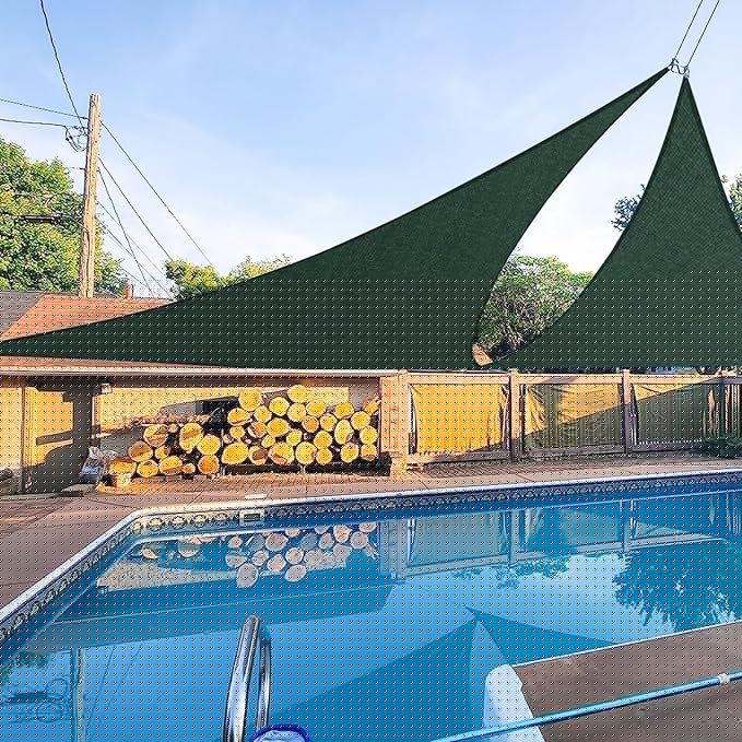 E&K Sunrise 14' x 14' x 14' Sun Shade Sail Triangle Canopy Shade Cover UV Block for Patio Backyard Garden Outdoor (Green)